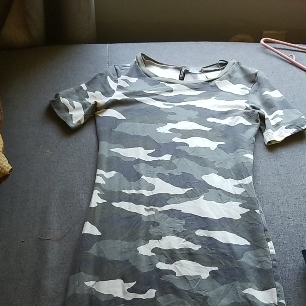 H and m camo dress